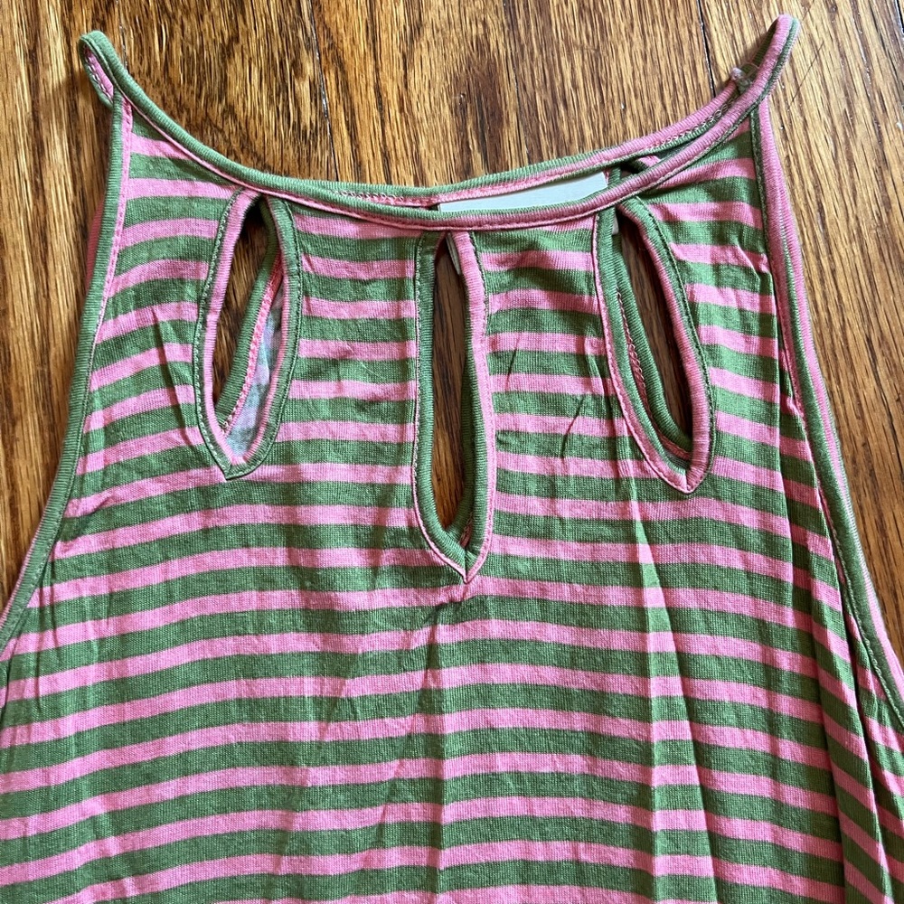 ModCloth pink and green spaghetti strap top with cut outs size small